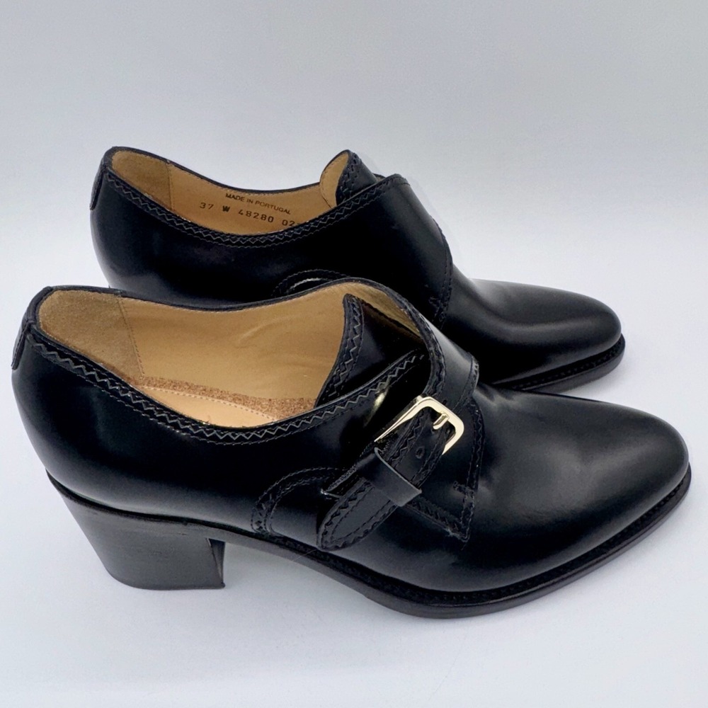 The Office Of Angela Scott Miss Brooke Heels Women's Size 7‎ EU 37 Black Leather - Picture 5 of 15